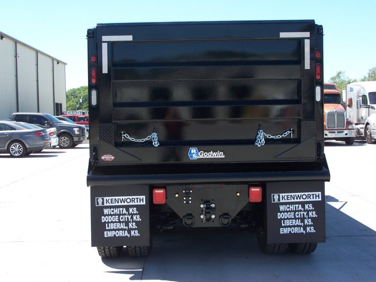 Rear view of dump truck tailgate built by Master Tech Truck & Equipment