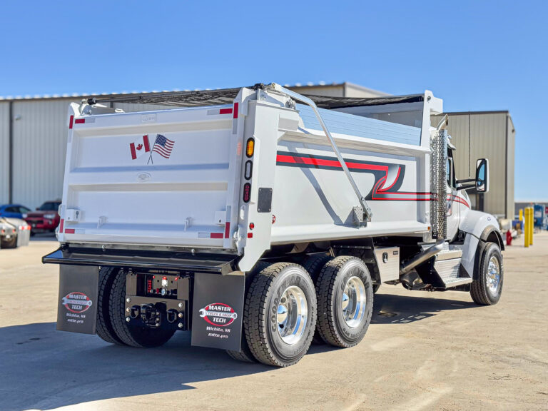 Rear angle of heavy-duty dump truck built by Master Tech Truck & Equipment in Wichita, KS