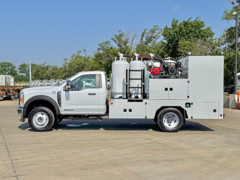 Ready to work White Ford Fuel & Lube truck built by MTTE.